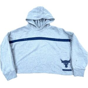 Under Armour Hoodie Women Medium Gray Project Rock Crop Top Pullover Training